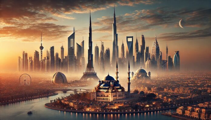 Dubayda inşa ediləcək futuristik Eyfel Qülləsi və Sultanahmet Məscidinin layihəsi.